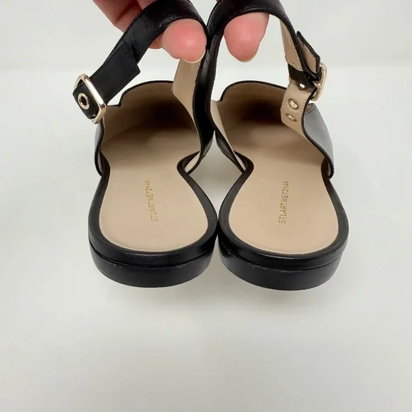 New Stuart Weitzman Ryder Slingback Flat Black Sz 9.5 - Picture 6 of 13